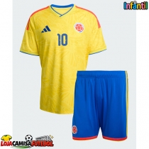 Camisa de Futebol Colômbia James Rodriguez #10 Equipamento Principal Infantil Mundo 2026 Manga Curta (+ Calças curtas)